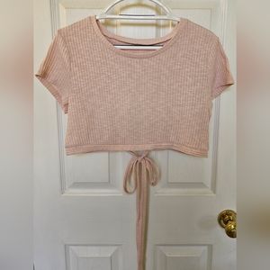 Aéropostale size XL baby pink wrap-around tie-back crop top